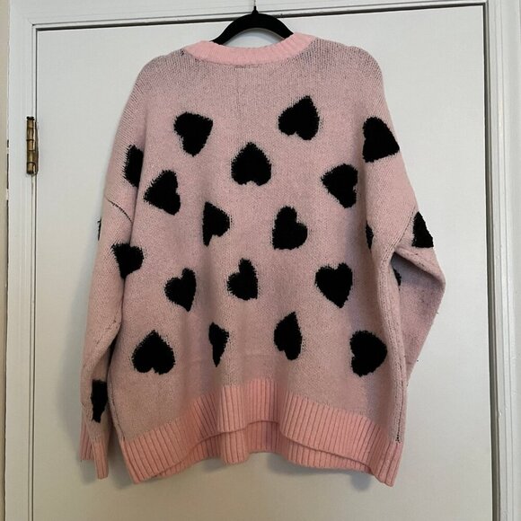 Torrid Size 1x Pink Hearts Valentine’s Day Vegan Cashmere Pullover Sweater - Picture 5 of 9